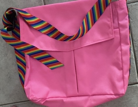 Pink Rainbow stripes Hangin Out Bag